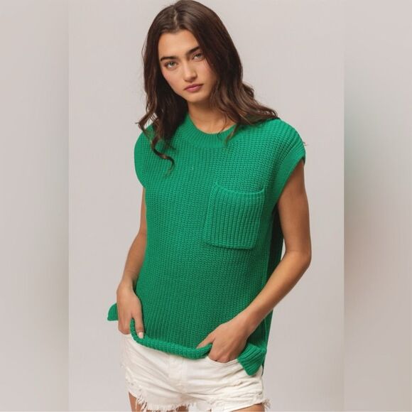Bibi Women's M Kelly Green Sleeveless Knit Tank Top Casual - Picture 1 of 4